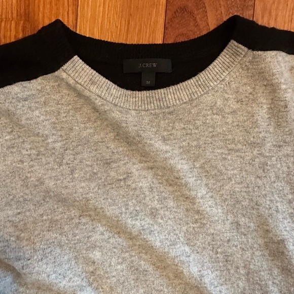 J. Crew | Women’s black and grey color block wool crewneck sweater size med - Picture 4 of 5